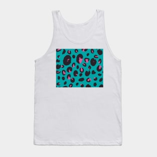 Pink on Teal Leopard Tank Top